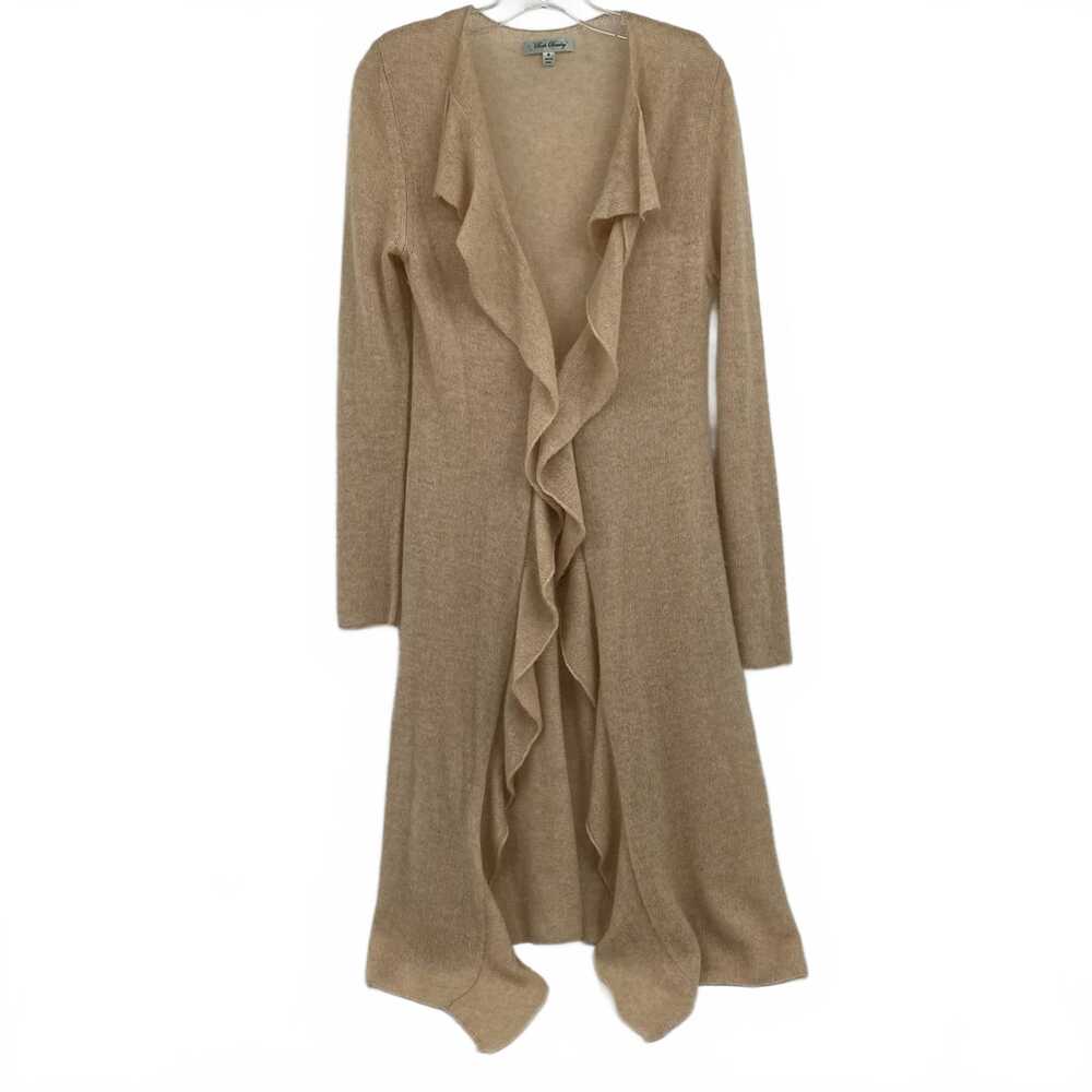 Beth Bowley Tan Ruffled Cashmere Long Cardigan | Women’s Medium